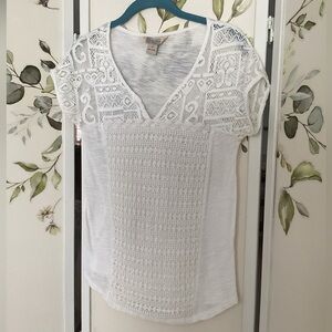 LUCKY BRAND white cotton lace top XS